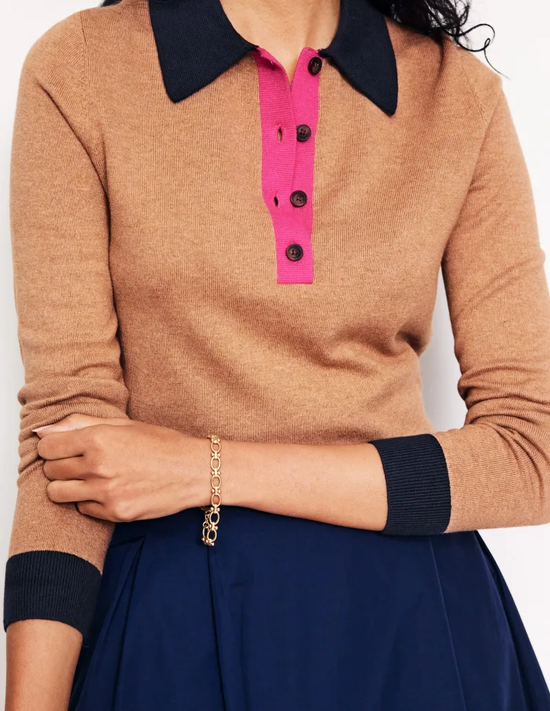 Pullover & Strickjacken | Boden Henley-Pullover aus Baumwollmischgewebe-Camel Meliert CamelMeliert