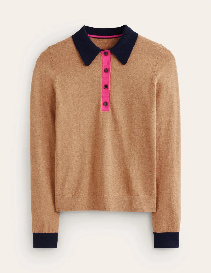 Pullover & Strickjacken | Boden Henley-Pullover aus Baumwollmischgewebe-Camel Meliert CamelMeliert