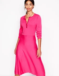 Kleider & Jumpsuits | Knielang | Boden Henley-Strickkleid mit Muschelsaum- Rosarot