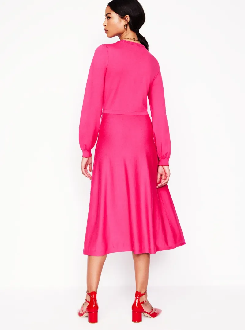 Kleider & Jumpsuits | Knielang | Boden Henley-Strickkleid mit Muschelsaum- Rosarot