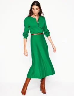 Kleider & Jumpsuits | Knielang | Boden Henley-Strickkleid mit Muschelsaum-Grünes Tamburin GrünesTamburin