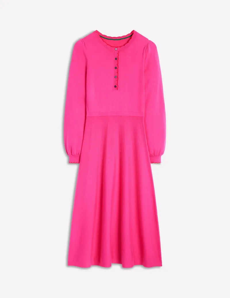 Kleider & Jumpsuits | Knielang | Boden Henley-Strickkleid mit Muschelsaum- Rosarot