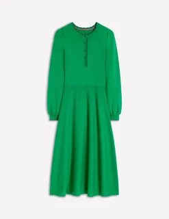 Kleider & Jumpsuits | Knielang | Boden Henley-Strickkleid mit Muschelsaum-Grünes Tamburin GrünesTamburin