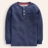 Oberteile & T-shirts | Boden Henley-T-Shirt mit Waffelmuster-Schuluniform-Marineblau Meliert Schuluniform-MarineblauMeliert