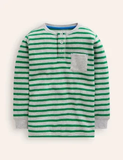 Oberteile & T-shirts | Boden Henley-T-Shirt mit Waffelmuster-Hochlandgrün und Grau Meliert HochlandgrünundGrauMeliert