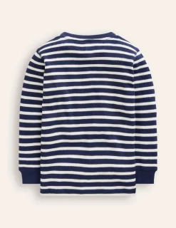 Oberteile & T-shirts | Boden Henley-T-Shirt mit Waffelmuster-Schuluniform-Marineblau und Naturweiß gestreift Schuluniform-MarineblauundNaturweißgestreift