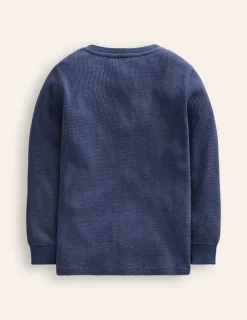 Oberteile & T-shirts | Boden Henley-T-Shirt mit Waffelmuster-Schuluniform-Marineblau Meliert Schuluniform-MarineblauMeliert
