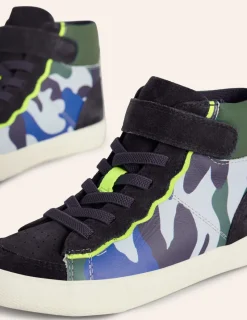 Schuhe, Turnschuhe & Sandalen | Boden Hochgeschnittene Sneaker aus Leder-Eisvogelblau Tarnmuster EisvogelblauTarnmuster