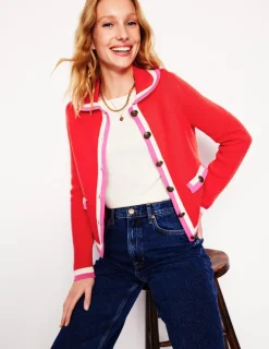 Pullover & Strickjacken | Boden Holly Strickjacke mit Kragen- Erbeerkuchenrot