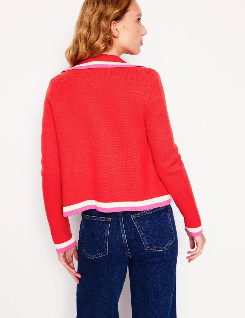 Pullover & Strickjacken | Boden Holly Strickjacke mit Kragen- Erbeerkuchenrot