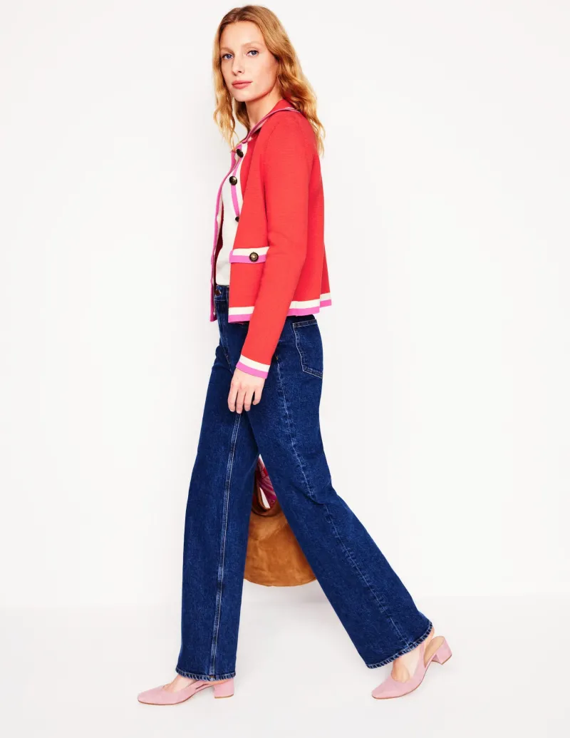Pullover & Strickjacken | Boden Holly Strickjacke mit Kragen- Erbeerkuchenrot