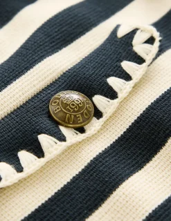 Pullover & Strickjacken | Boden Holly Strickjacke mit Kragen-Französisches Navy/Naturweiß, Gestreift FranzösischesNavy/Naturweiß,Gestreift