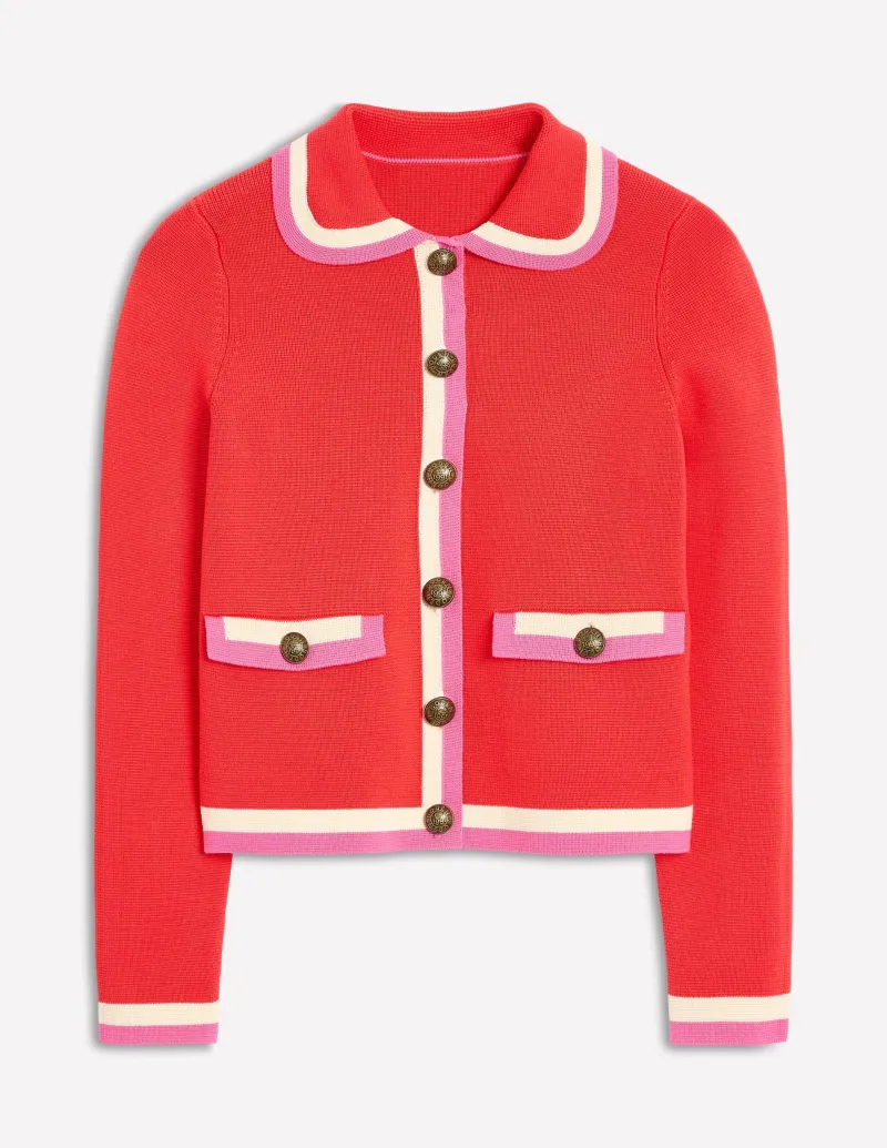 Pullover & Strickjacken | Boden Holly Strickjacke mit Kragen- Erbeerkuchenrot
