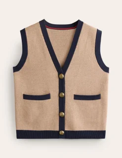 Pullover & Strickjacken | Boden Holly Strickweste-Camel Meliert CamelMeliert