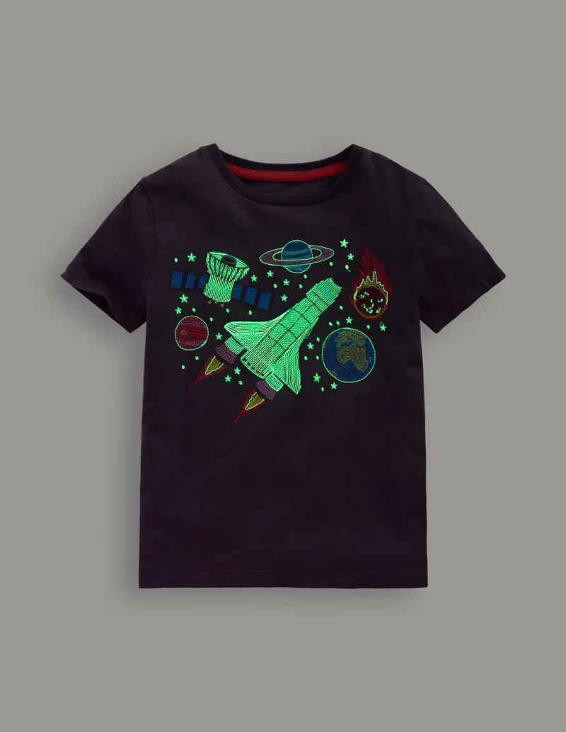 Oberteile & T-shirts | Boden Im Dunkeln leuchtendes T-Shirt mit Superstitch-Roboterblau Weltraum RoboterblauWeltraum