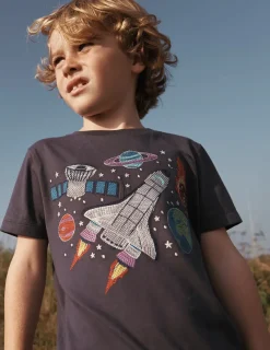Oberteile & T-shirts | Boden Im Dunkeln leuchtendes T-Shirt mit Superstitch-Roboterblau Weltraum RoboterblauWeltraum