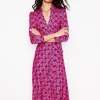 Kleider & Jumpsuits | Midi | Boden Imogen Jerseykleid mit Kragen-Sorbetrosa, Blattterrasse Sorbetrosa,Blattterrasse
