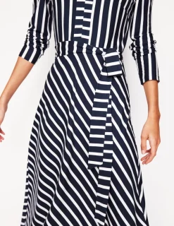 Kleider & Jumpsuits | Midi | Boden Imogen Jerseykleid mit Kragen-Französisches Marine und Elfenbein Streifen FranzösischesMarineundElfenbeinStreifen