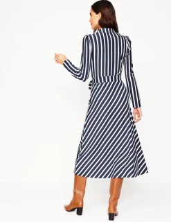 Kleider & Jumpsuits | Midi | Boden Imogen Jerseykleid mit Kragen-Französisches Marine und Elfenbein Streifen FranzösischesMarineundElfenbeinStreifen
