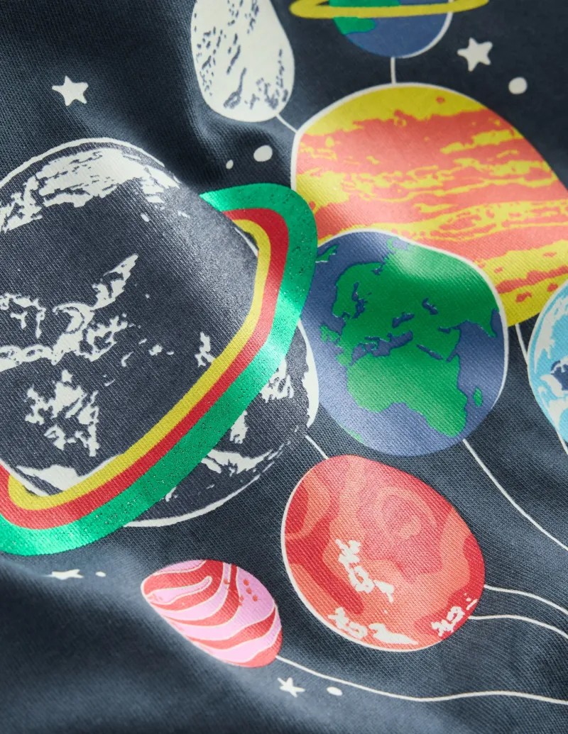 Oberteile & T-shirts | Boden In Dunkeln leuchtendes T-Shirt-Roboter-Blau Raumfahrer Planeten Roboter-BlauRaumfahrerPlaneten