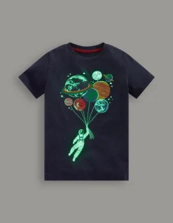 Oberteile & T-shirts | Boden In Dunkeln leuchtendes T-Shirt-Roboter-Blau Raumfahrer Planeten Roboter-BlauRaumfahrerPlaneten