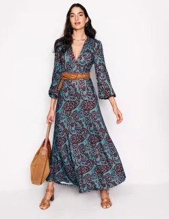 Kleider & Jumpsuits | Kleider In Petite | Boden Ivy Gesmoktes Midikleid-Blaues Gras, Paisley-Kaskade BlauesGras,Paisley-Kaskade