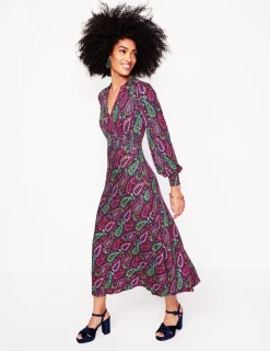 Kleider & Jumpsuits | Kleider In Petite | Boden Ivy Gesmoktes Midikleid-Bunt, Illustriertes Paisleymuster Bunt,IllustriertesPaisleymuster