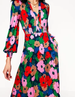 Kleider & Jumpsuits | Kleider In Petite | Boden Ivy Gesmoktes Midikleid-Bunt, Malerische Wiese Bunt,MalerischeWiese