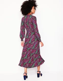 Kleider & Jumpsuits | Kleider In Petite | Boden Ivy Gesmoktes Midikleid-Bunt, Illustriertes Paisleymuster Bunt,IllustriertesPaisleymuster