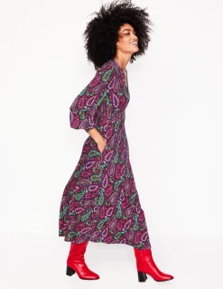 Kleider & Jumpsuits | Kleider In Petite | Boden Ivy Gesmoktes Midikleid-Bunt, Illustriertes Paisleymuster Bunt,IllustriertesPaisleymuster