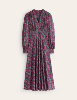 Kleider & Jumpsuits | Kleider In Petite | Boden Ivy Gesmoktes Midikleid-Bunt, Illustriertes Paisleymuster Bunt,IllustriertesPaisleymuster
