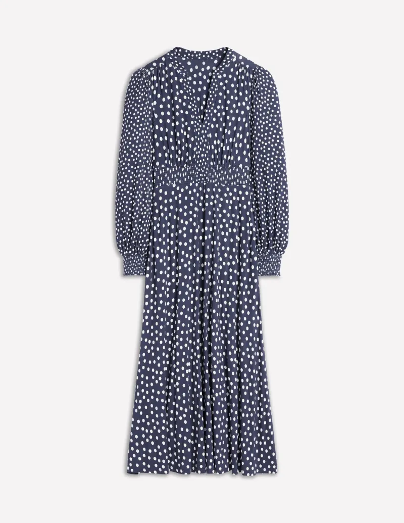 Kleider & Jumpsuits | Midi | Boden Ivy Gesmoktes Midikleid-College Marine, abstrakte Punkte CollegeMarine,abstraktePunkte