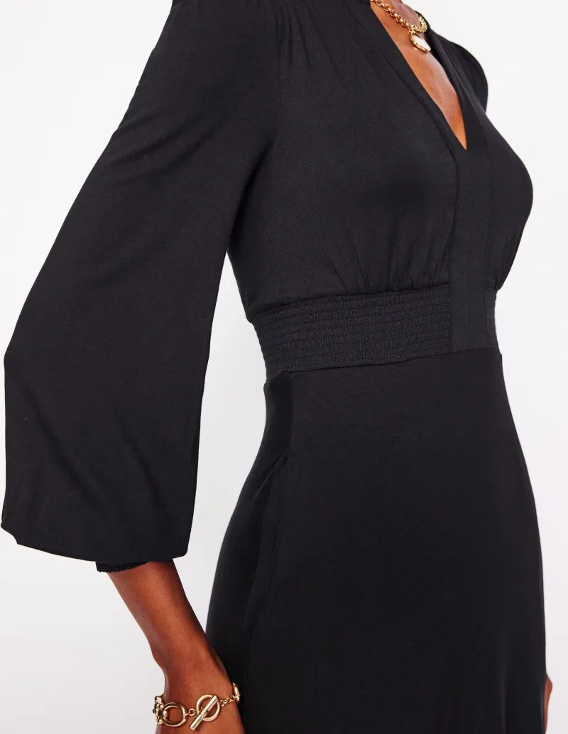 Kleider & Jumpsuits | Kleider In Petite | Boden Ivy Gesmoktes Midikleid- Schwarz