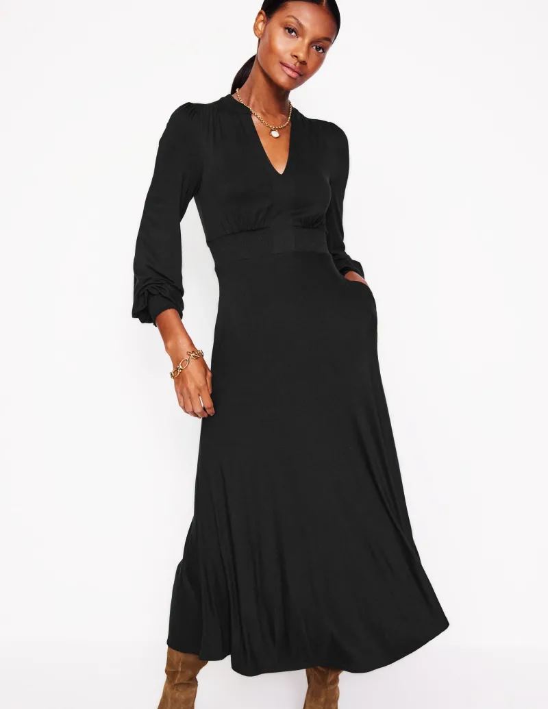 Kleider & Jumpsuits | Kleider In Petite | Boden Ivy Gesmoktes Midikleid- Schwarz