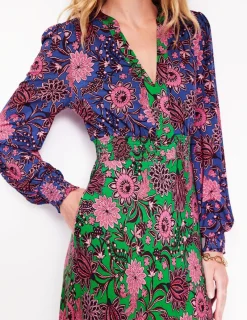 Kleider & Jumpsuits | Kleider In Petite | Boden Ivy Gesmoktes Midikleid-Smaragdgrün, Blütenornament Smaragdgrün,Blütenornament
