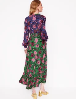 Kleider & Jumpsuits | Kleider In Petite | Boden Ivy Gesmoktes Midikleid-Smaragdgrün, Blütenornament Smaragdgrün,Blütenornament