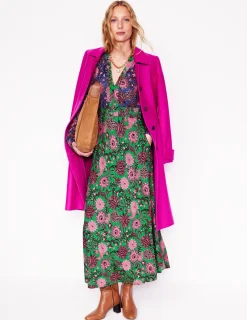 Kleider & Jumpsuits | Kleider In Petite | Boden Ivy Gesmoktes Midikleid-Smaragdgrün, Blütenornament Smaragdgrün,Blütenornament