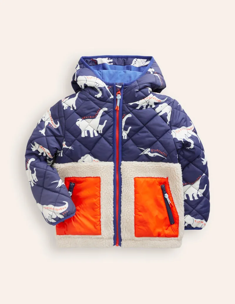 Mäntel & Jacken | Boden Jacke aus Teddyfell-Mix-Schuluniform-Marineblau Dino/Teddyfell Schuluniform-MarineblauDino/Teddyfell