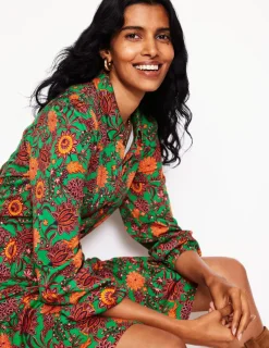 Kleider & Jumpsuits | Kleider In Petite | Boden Jemima Gestuftes Jerseykleid-Sattes Smaragdgrün, dekorative Knospe SattesSmaragdgrün,dekorativeKnospe