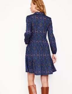 Kleider & Jumpsuits | Kleider In Petite | Boden Jemima Gestuftes Jerseykleid-Marineblau, Paisley-Knospen-Variation Marineblau,Paisley-Knospen-Variation