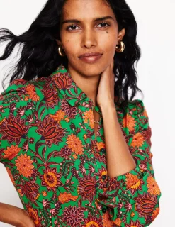 Kleider & Jumpsuits | Kleider In Petite | Boden Jemima Gestuftes Jerseykleid-Sattes Smaragdgrün, dekorative Knospe SattesSmaragdgrün,dekorativeKnospe