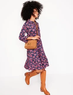 Kleider & Jumpsuits | Kleider In Petite | Boden Jemima Gestuftes Jerseykleid-Marineblau, Blümchen Kaskade Marineblau,BlümchenKaskade