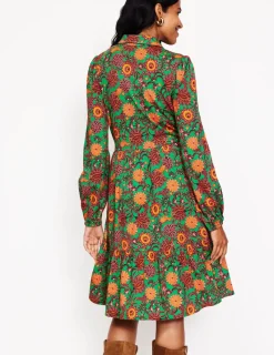 Kleider & Jumpsuits | Kleider In Petite | Boden Jemima Gestuftes Jerseykleid-Sattes Smaragdgrün, dekorative Knospe SattesSmaragdgrün,dekorativeKnospe