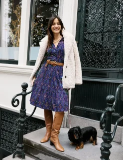 Kleider & Jumpsuits | Kleider In Petite | Boden Jemima Gestuftes Jerseykleid-Marineblau, Paisley-Knospen-Variation Marineblau,Paisley-Knospen-Variation
