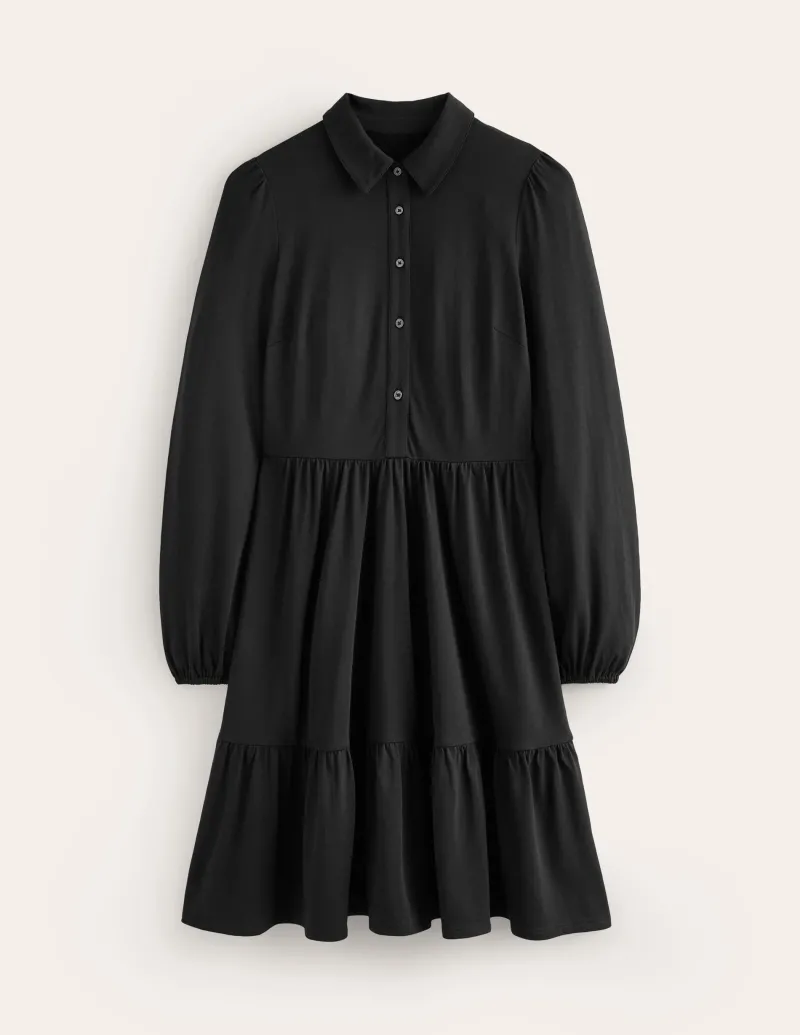 Kleider & Jumpsuits | Knielang | Boden Jemima Gestuftes Jerseykleid- Schwarz