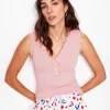 Nachtwäsche & Schlafanzüge | Boden Jersey Henley-Schlafanzugoberteil-Hellrosa Meliert HellrosaMeliert