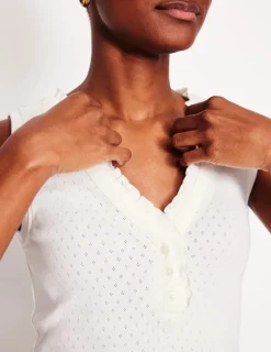 Nachtwäsche & Schlafanzüge | Boden Jersey Henley-Schlafanzugoberteil-Ivory and Navy Spot IvoryandNavySpot