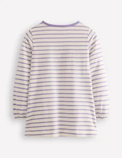 Oberteile & T-shirts | Tuniken | Boden Jersey-Tunika mit Applikationen-Asternlila/Naturweiß Katzen Asternlila/NaturweißKatzen