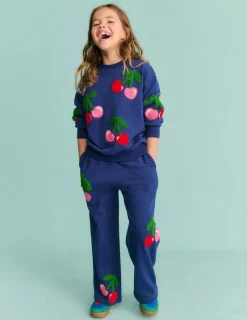 Hosen & Jeans | Boden Jogginghose mit weitem Bein und Applikation-Steuerbordblau Kirschen SteuerbordblauKirschen