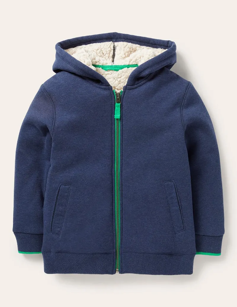 Sweatshirts & Fleeces | Oberteile & T-shirts | Boden Kapuzenpullover mit Zottelfutter-Schuluniform-Marineblau Meliert Schuluniform-MarineblauMeliert